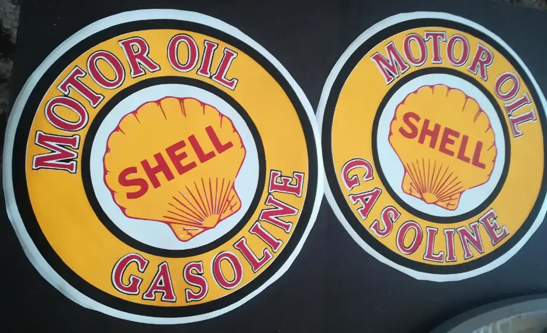 Vintage Shell oil logo retro vinyl decals for motorsport restoration 