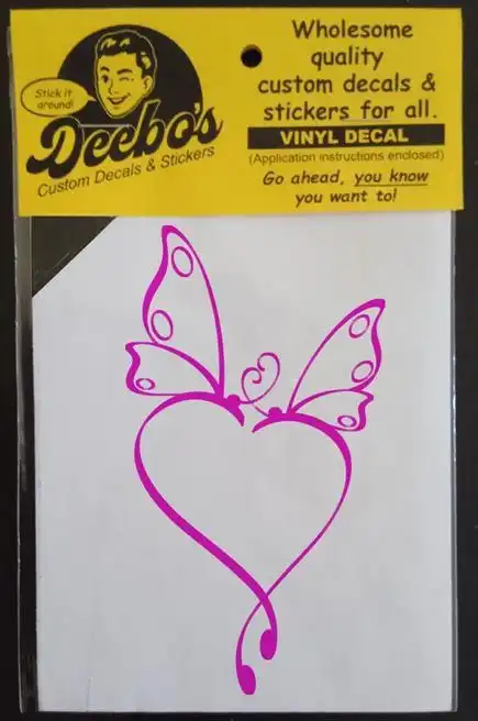Abstract pink butterfly heart decal