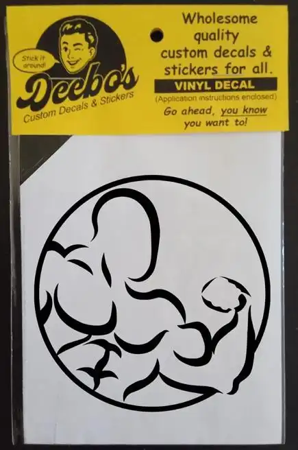 Line drawing body builer inside a circle decal