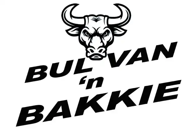 Custom vinyl tailgate on a white bakkie truck