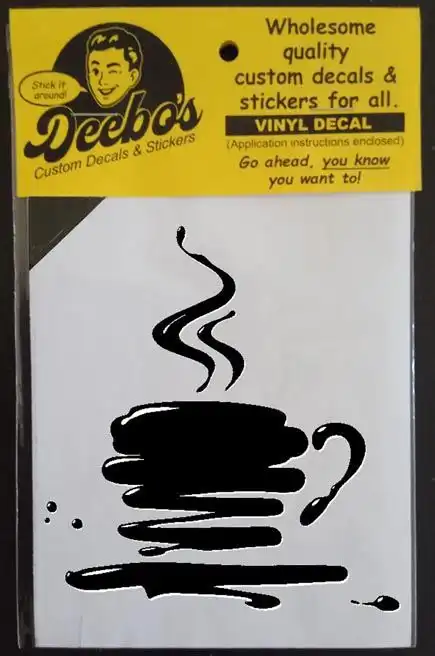 Abstract steaming coffee cup decal