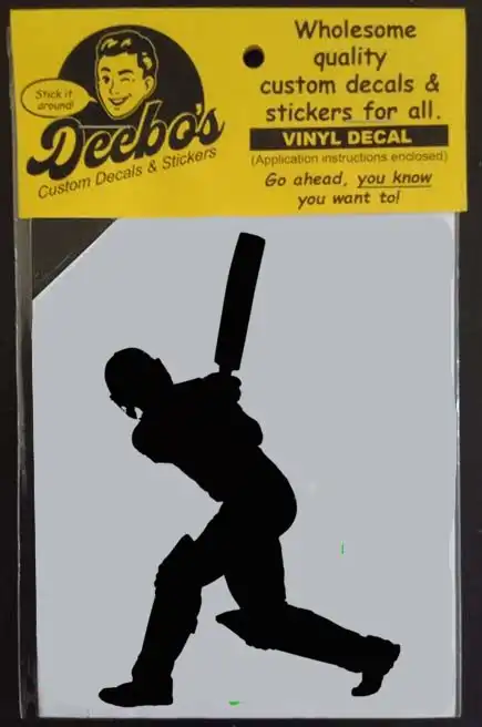 Cricketer silhouette swinging a cricket bat decal