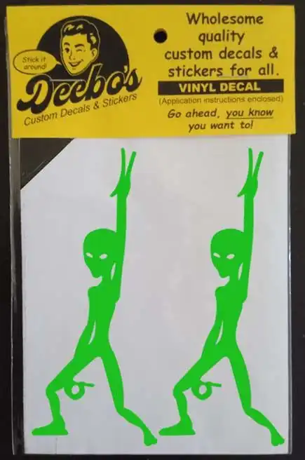 2 x Dancing Aliens in a raving fashion decals