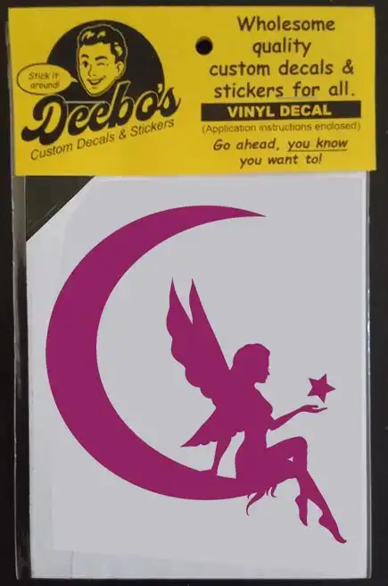 Fairy silhouette in half moon with star decal