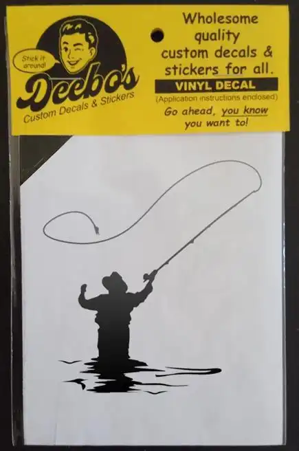 Fisherman in river with rod doing fly fishing decal