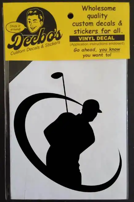 Golfer in half circle swinging a golf club decal