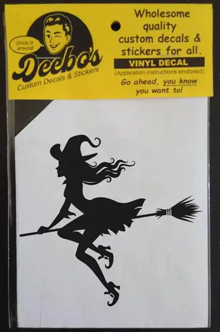 Fairy like wich on a broom silhouette decal
