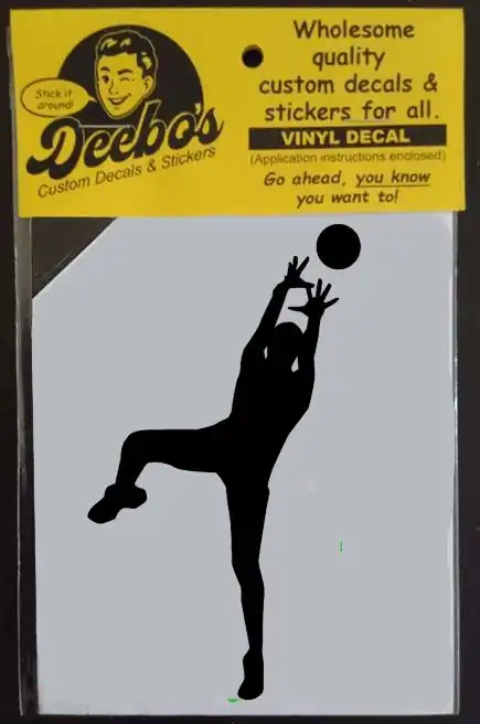 Female silhouette netball player catching a ball decal