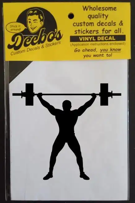 Powerlifter lifting a barbell above his head silhouette decal