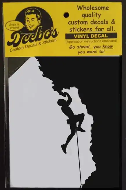 Rock climber silhouette with cliff decal