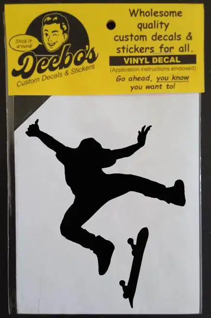 Silhoette skateboarder in mid air with his skateboard silhouette decal