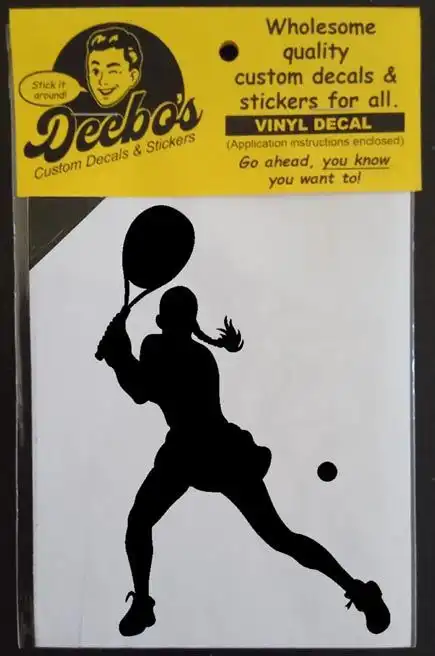 Woman tennis player silhouette swinging a tennis raquet decal