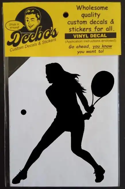 Woman tennis player silhouette  swinging her raquet in a backhand style decal